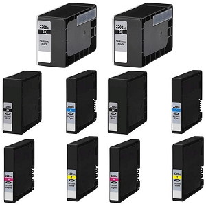 Compatible 10 Pack Canon PGI-2200XL MB5020 MB5120 MB5320 MB5420 iB4020 iB4120  High Yield Ink Cartridges